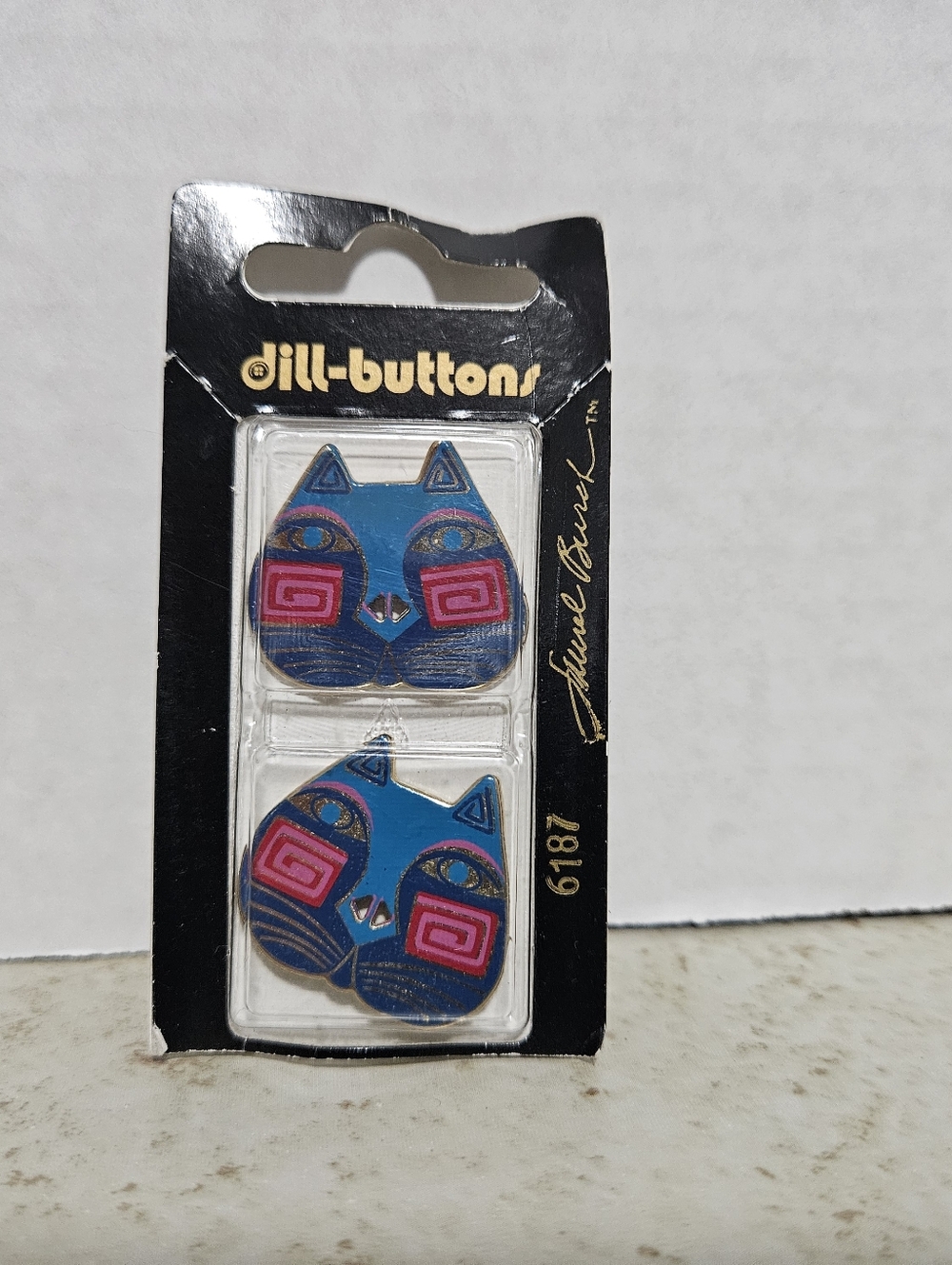 Laurel Burch CAT FACE Buttons 28mm Enamel on Metal 6187
